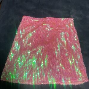 Lulu's Pink Sequin Mini Skirt